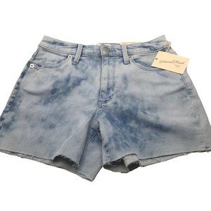 Universal Thread Women's Size 2 High Rise Midi Short Blue Denim Light Acid Wash